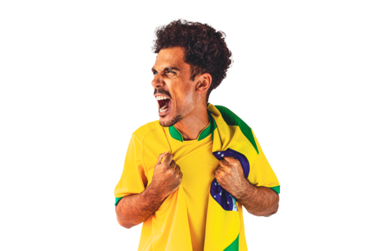 Dramatic Portrait of a Black Soccer Player Holding Flag.