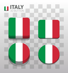Italy flag. Square and Round 3d Button. Vector 