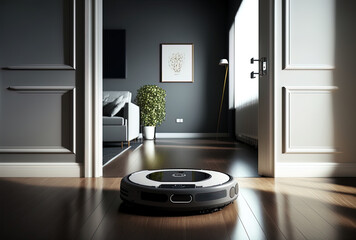 The robotic vacuum cleaner at home is autonomous and remote. Generative AI