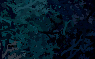 Dark Green vector natural background with leaves, branches.