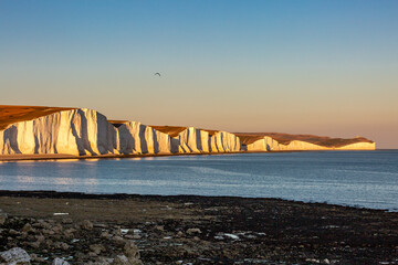 The Seven Sisters Cliffs at Sunset Viewed from Hope Gap