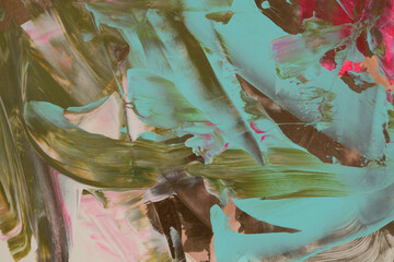 Modern oil and Acrylic smear blot painting wall. Abstract texture color stain brushstroke...