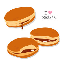 Vector illustration of cute  doodle asian food dorayaki for print ,design, greeting card,sticker,icon