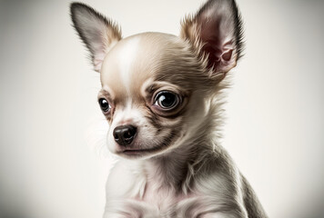 Portrait of a Chihuahua puppy dog on white. Generative AI