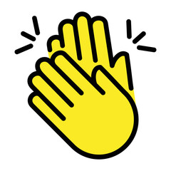 Two hands clapping vector sign. Isolated round of applause sign sticker design