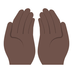 Palms Up Together vector icon. Isolated pray sign or beg for for money sticker design.