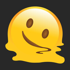 Melting Face vector icon. Isolated liquid soft face emotion sticker sign design.