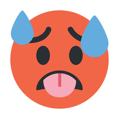 Hot face vector sign. High temperature label sticker design. 