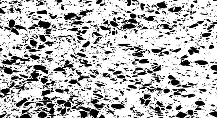 Small uneven spots and particles of debris. Abstract vector texture. Distressed uneven background. Grunge texture overlay with fine grains isolated on white background. Vector illustration. EPS10.