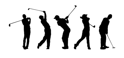 Obraz premium Set of golfers silhouettes