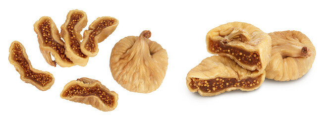 dried fig isolated on white background. Top view. Flat lay
