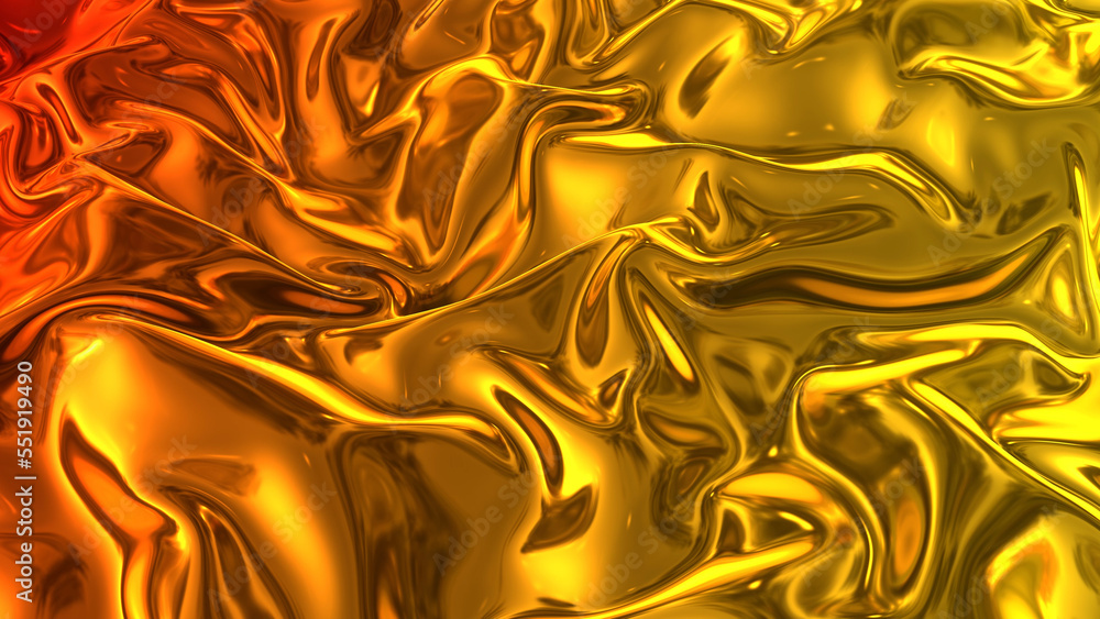 Poster 3d render beautiful folds of light shiny silk, like foil or metallic surface in full screen. beautif
