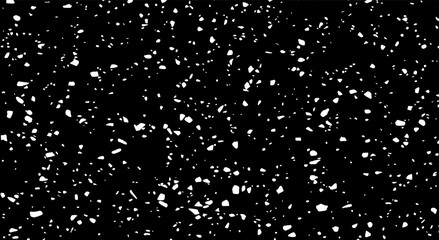 Small uneven spots and particles of debris. Abstract vector texture. Distressed uneven background. Grunge texture overlay with fine grains isolated on white background. Vector illustration. EPS10.