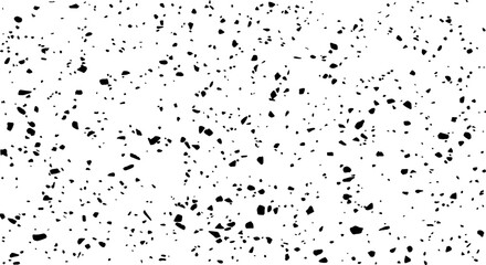 Small uneven spots and particles of debris. Abstract vector texture. Distressed uneven background. Grunge texture overlay with fine grains isolated on white background. Vector illustration. EPS10.