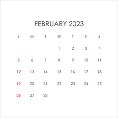 February 2023 calendar in minimalist style. Vector EPS10