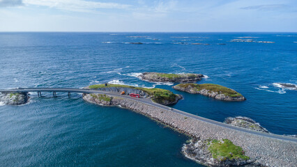 Aerial view of the Atlantic Ocean Road Atlanterhavsveien in Norway