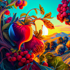 Obraz na płótnie Canvas Fruit growing in a field