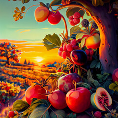 Obraz na płótnie Canvas Fruit growing in a field