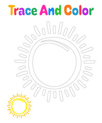 Coloring page with Sun for kids