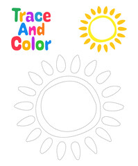 Coloring page with Sun for kids