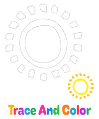 Coloring page with Sun for kids