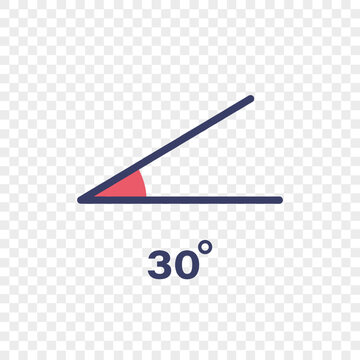30 degree angle icon. Geometric symbol. Vector illustration on transparent background