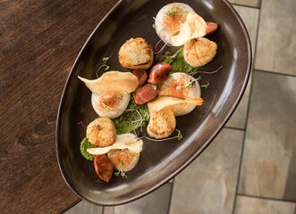 Scallop dinner at restaurant 