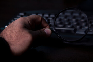 magnifying glass on the  wooden background