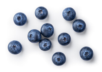 Blueberry isolated. Blueberries top view. Blueberry flat lay on white background with clipping path. - 551923615