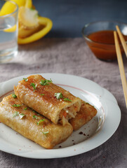 Spring rolls - a typical dish in Chinese and other Southeast Asian cuisines