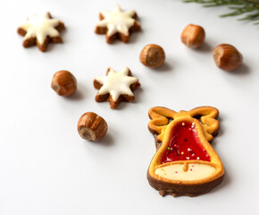 christmas gingerbreads and cookies and christmas tree