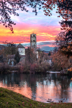Sunset in city of Bihac, Bosnia And Herzegovina