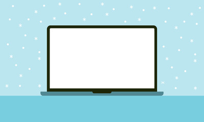 Laptop with white empty blank screen for copy space