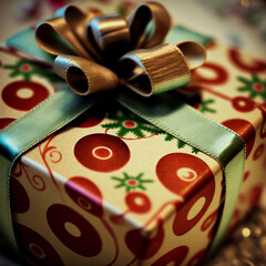 Fototapeta premium close up of a christmas gift 
