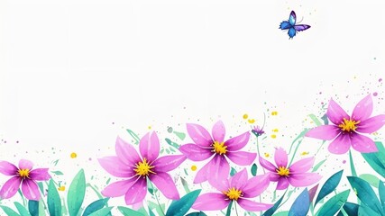 Naklejka na ściany i meble Flower and butterfly illustration.