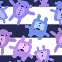 Cartoon toys animals seamless fluffy bears pattern for wrapping paper and fabrics and kids clothes print