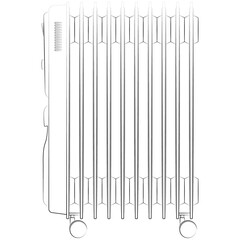 Electric heaters radiator, heating systems oil heater, indoor mobility electric oil filled heater for warmth in winter when it's cold temperature sketch drawing, contour lines drawn