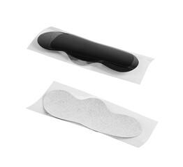 Nose Pore Strip Isolated, Black Nose Clean Strips Set on White Background, Clipping Path