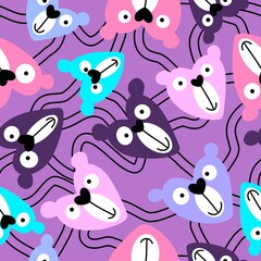 Cartoon toys animals seamless fluffy bears pattern for wrapping paper and fabrics and kids clothes print