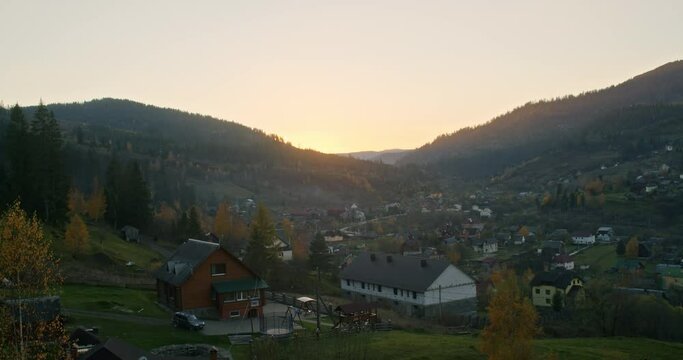autumn carpathians, slavske, western ukraine, timelapse in the mountains, clouds and fog fly by quickly.