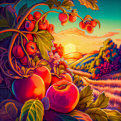 Fruit growing in an orchard