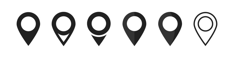 Map pointer .Set of black map pin . Map pointer icons , isolated on white background. Vector illustration . Location marker.10 eps