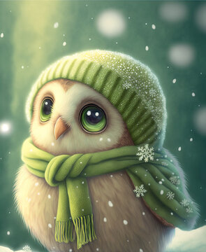green cartoon owls