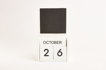 Calendar with date 26 October and space for designers. Illustration for an event of a certain date.