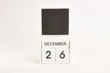 Calendar with the date December 26 and a place for designers. Illustration for an event of a...