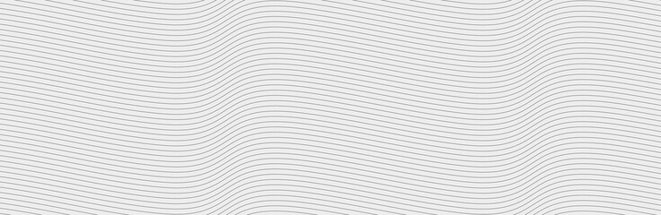 Fototapeta premium Curved wave lines pattern on white background. Wave striped lines pattern for backdrop and wallpaper template. Simple curved lines with repeat stripes texture. Striped background, vector