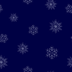 Snowflakes seamless pattern. Winter print. Packaging template, wrapping paper, textiles and wallpaper.