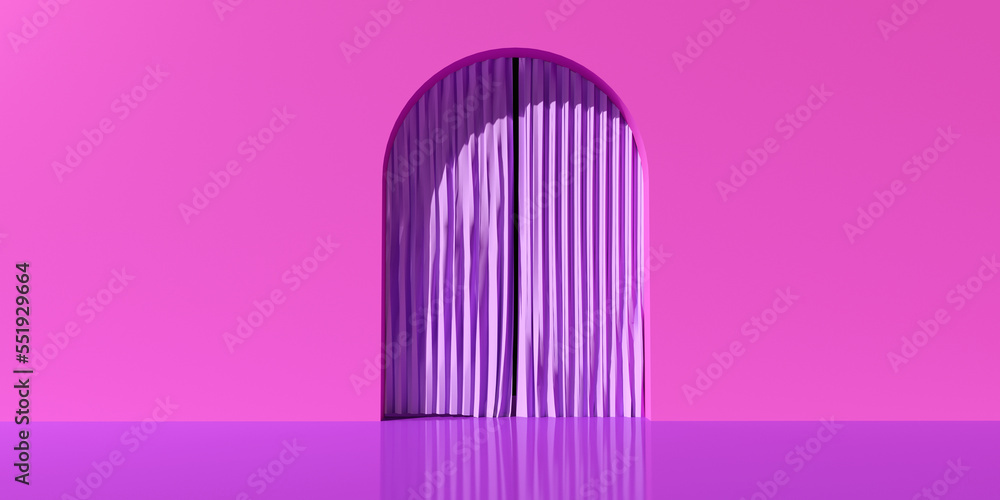 Poster curtain with an arch - minimal design - 3d render