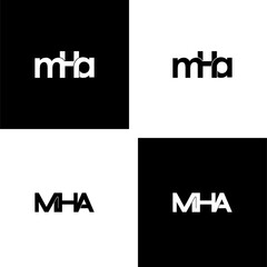 Obraz premium mha letter initial monogram logo design set