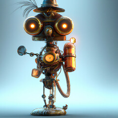 Fototapeta na wymiar Metal robot with an attitude generative ai illustration